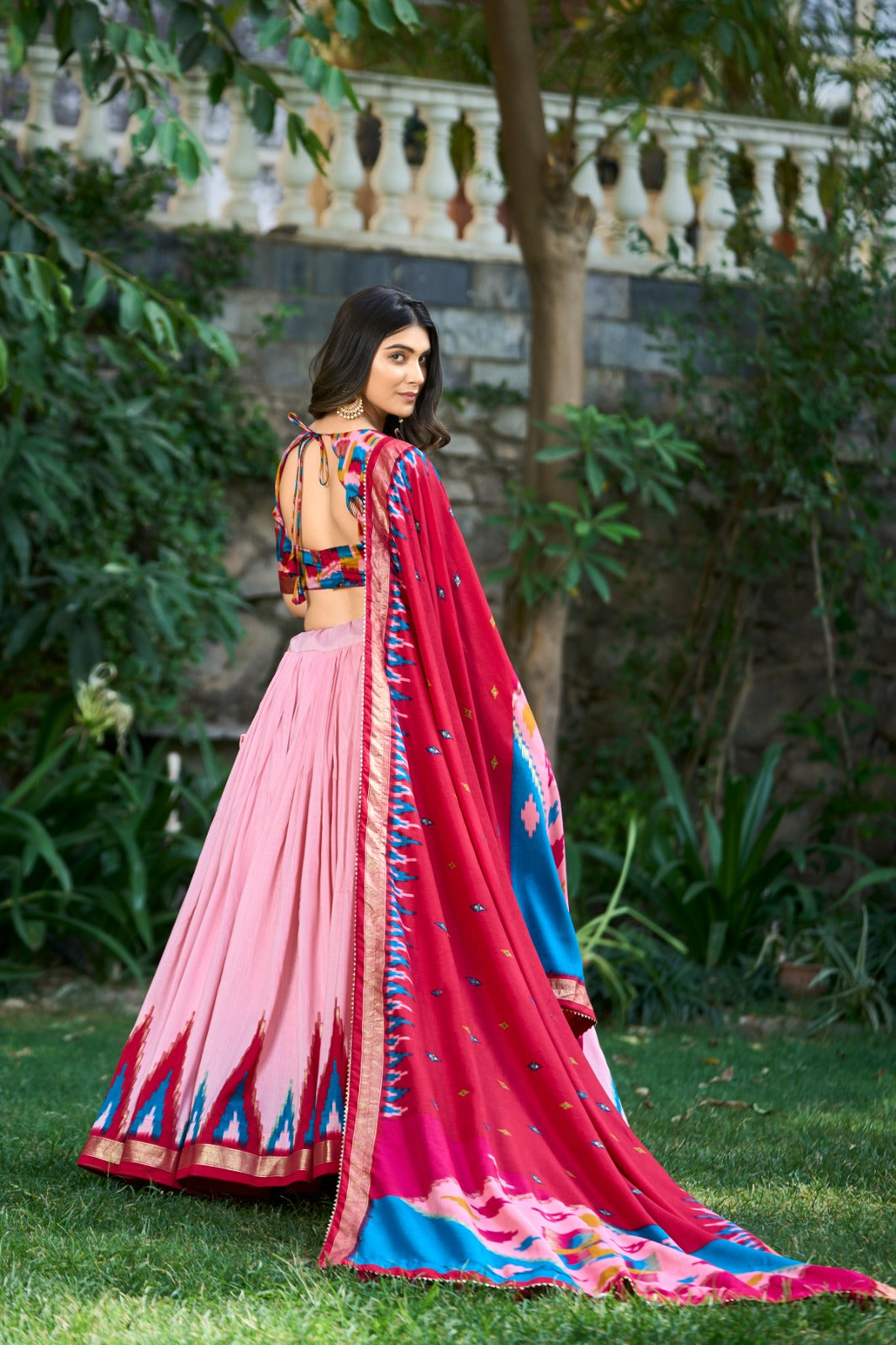 Traditional Tussar Sulk Foil Printed Lehenga