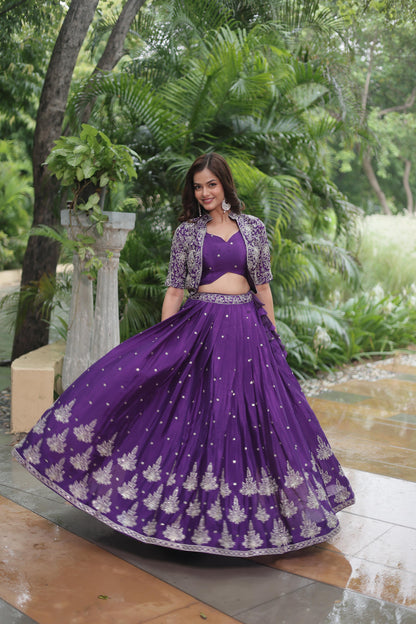 Purple Shaded Lehenga with Jacket