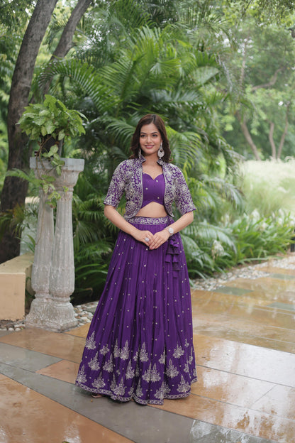 Purple Shaded Lehenga with Jacket