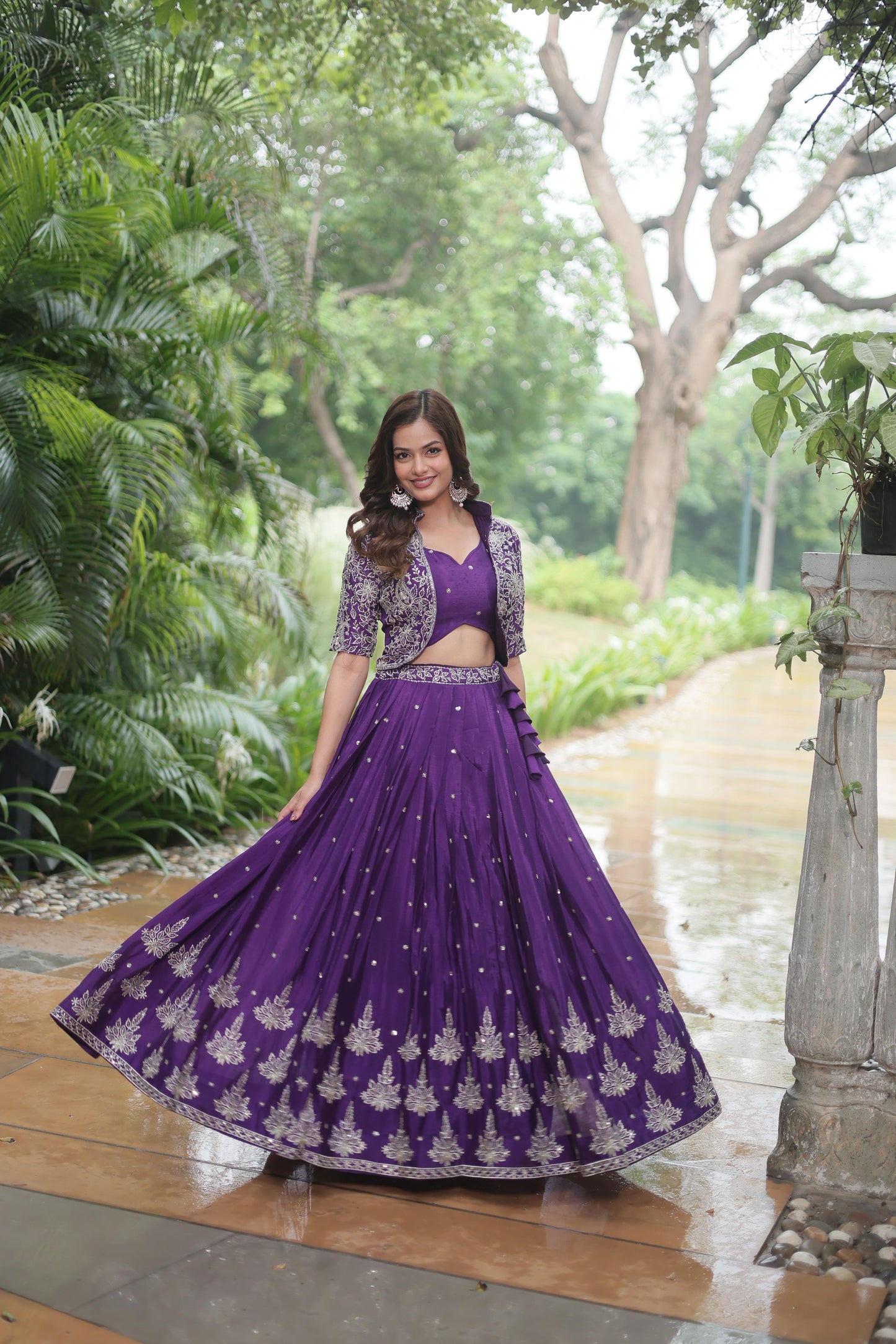 Purple Shaded Lehenga with Jacket