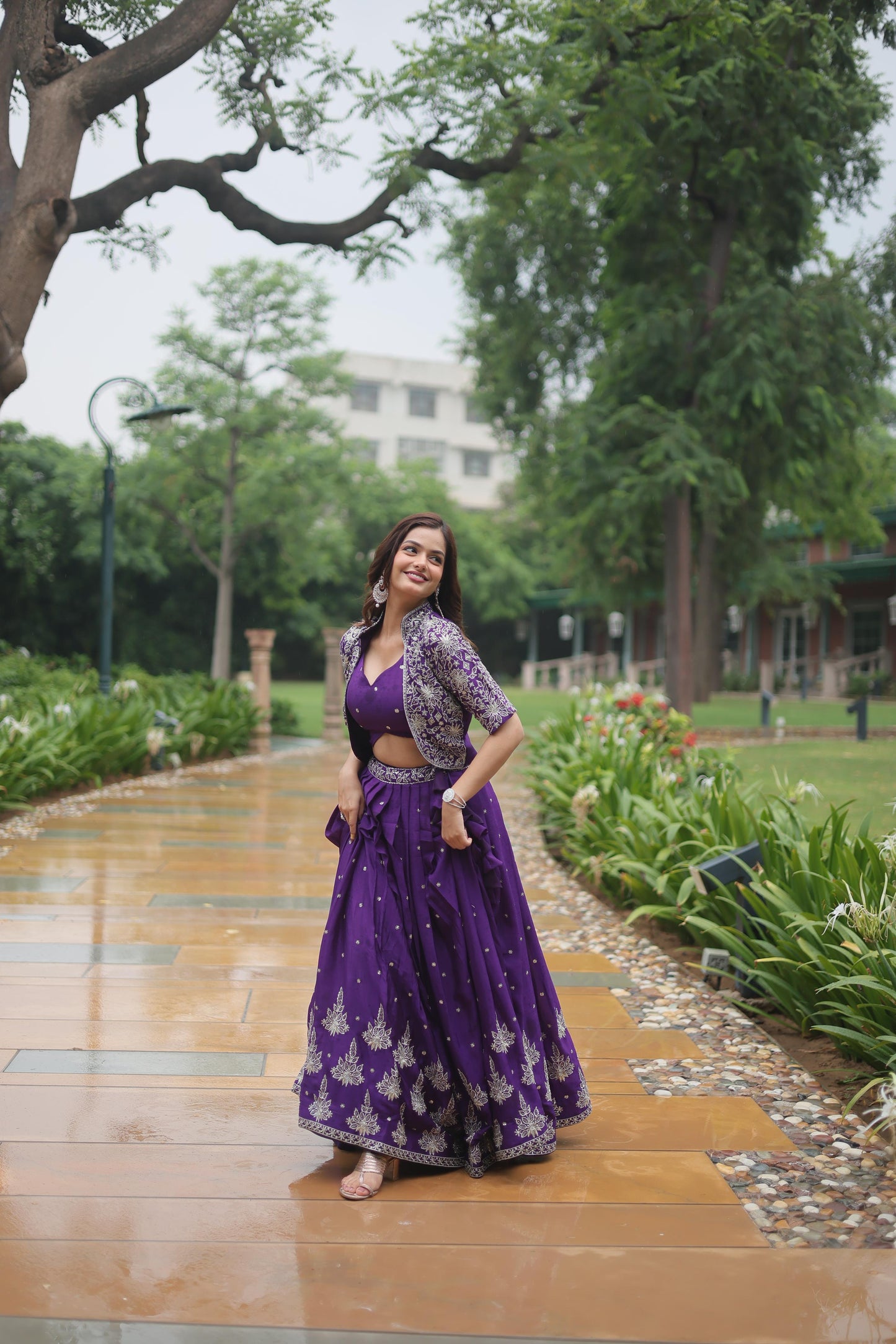 Purple Shaded Lehenga with Jacket