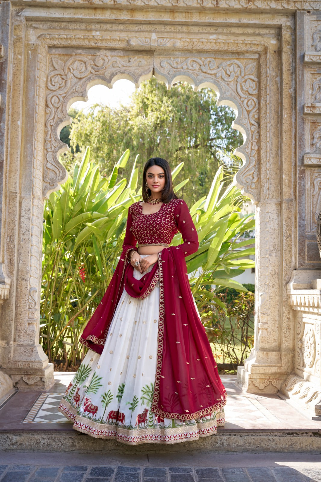 The Royal Red & White Lehenga Charm