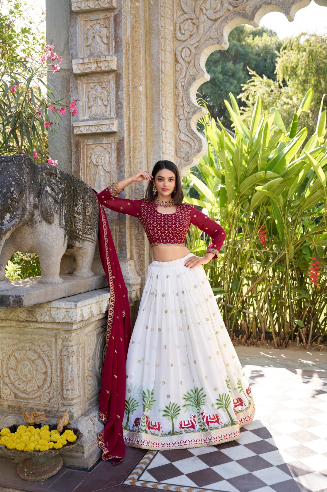 The Royal Red & White Lehenga Charm