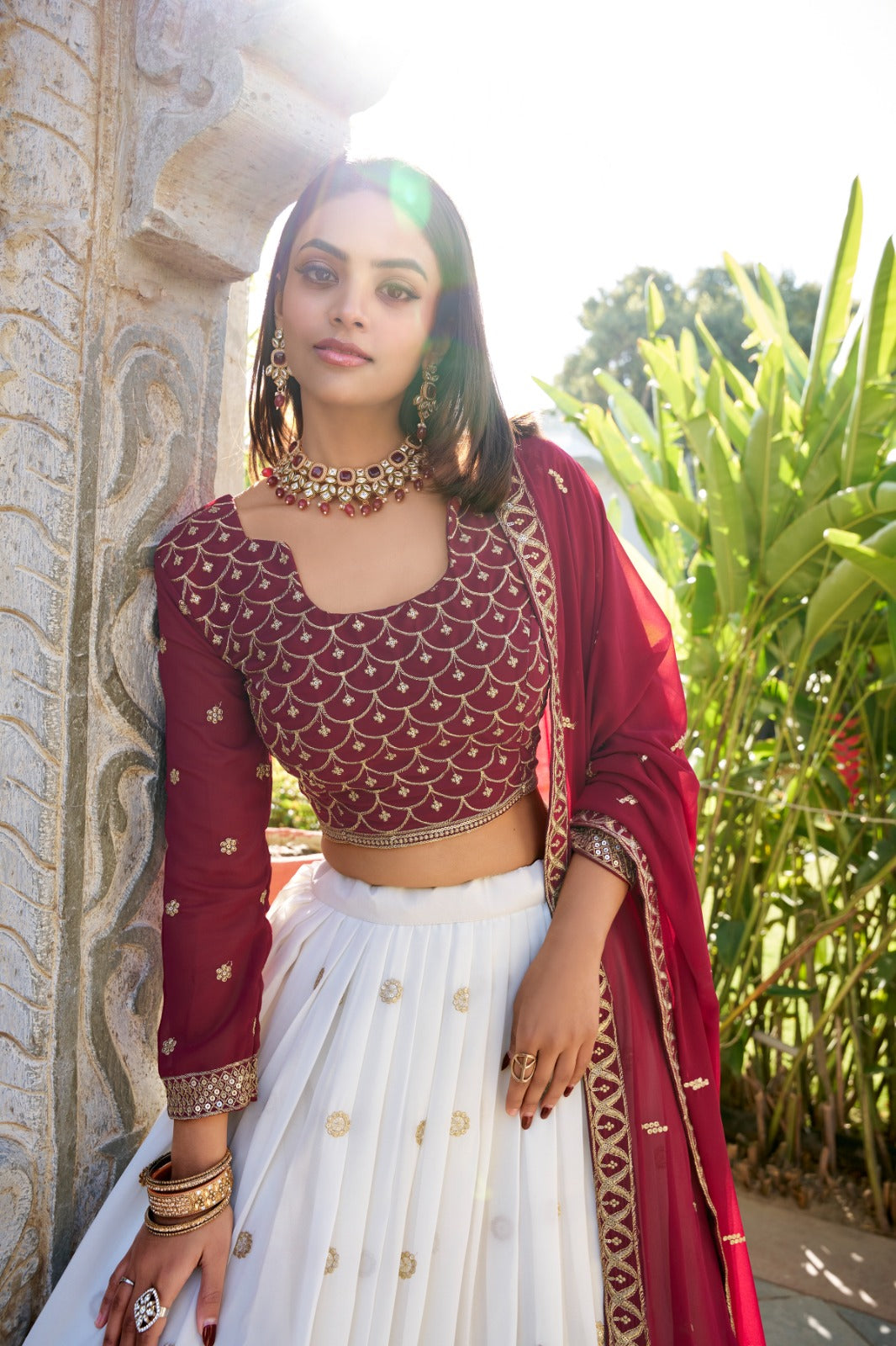 The Royal Red & White Lehenga Charm