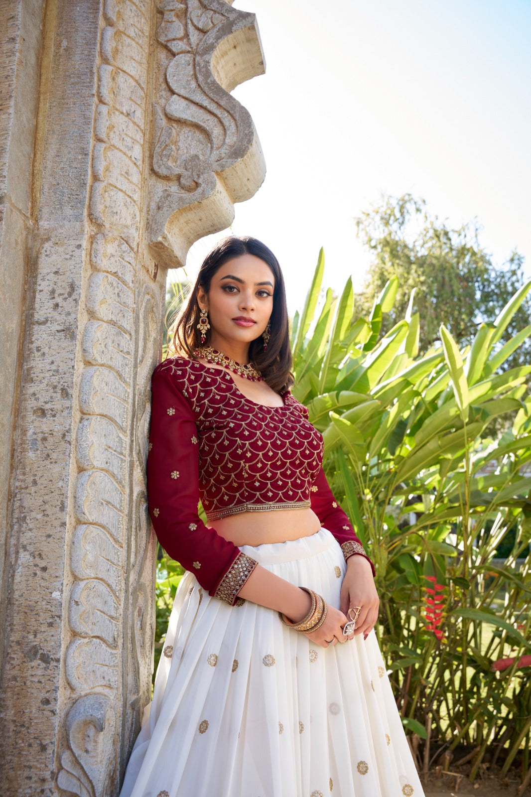 The Royal Red & White Lehenga Charm