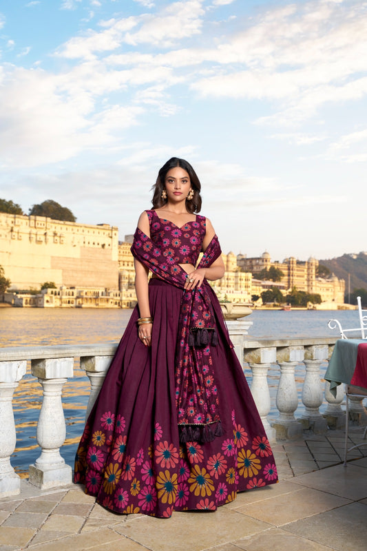 Radiant Blossom Floral Printed Lehenga