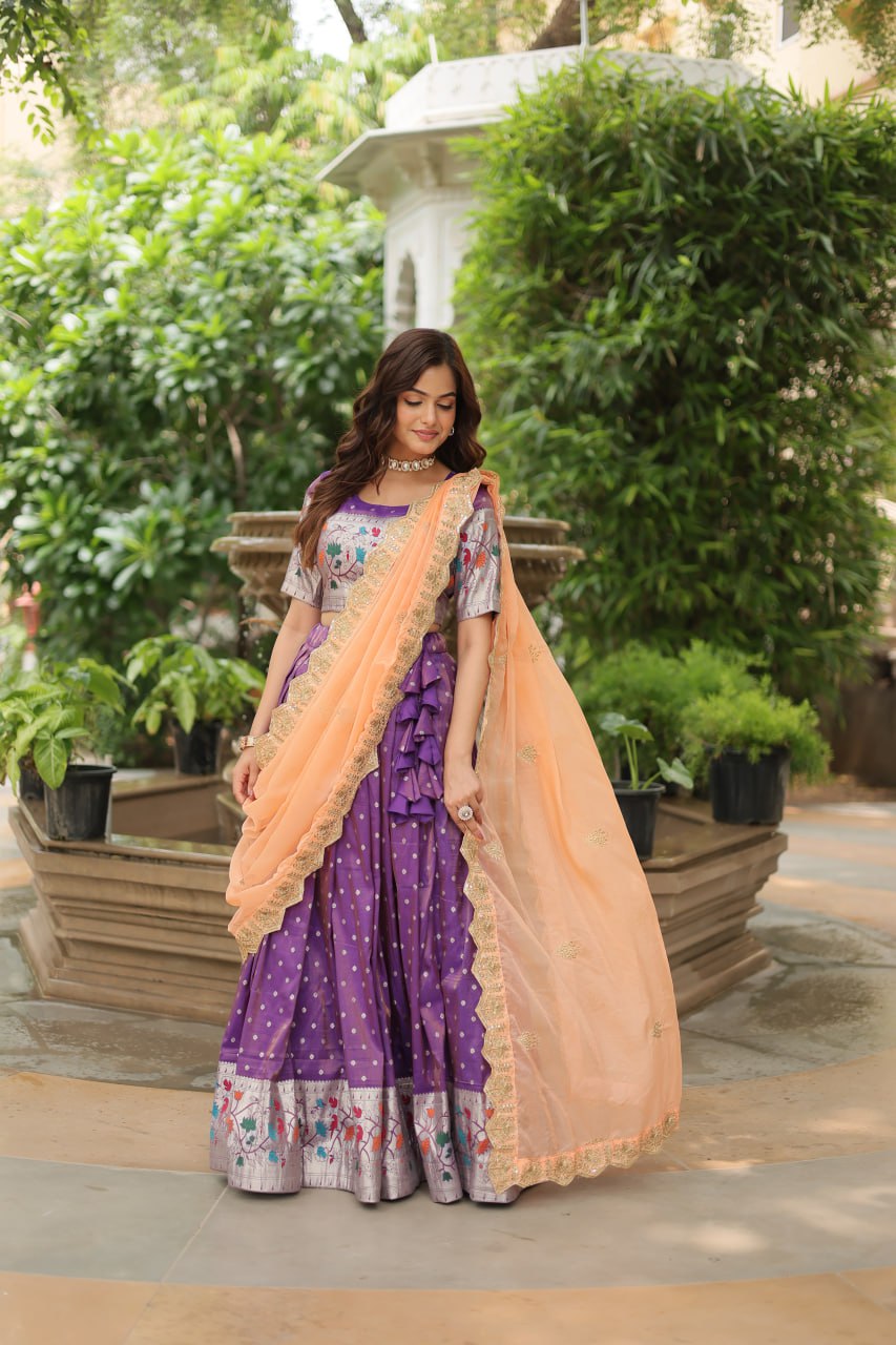 Glam Silk Lehenga with Embroidered Dupatta