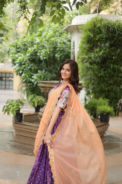 Glam Silk Lehenga with Embroidered Dupatta