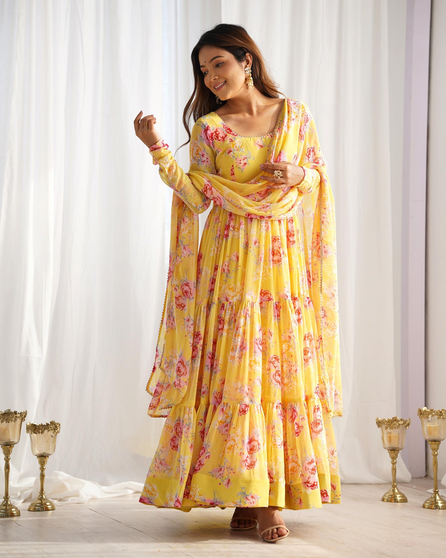 Soft Floral Whispers Anarkali Set