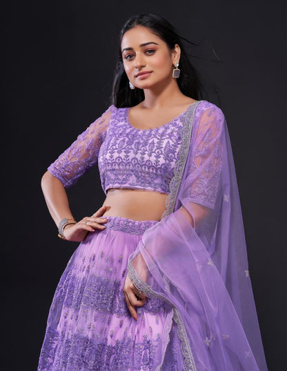 Moonlit Lavender Sparkling Lehenga