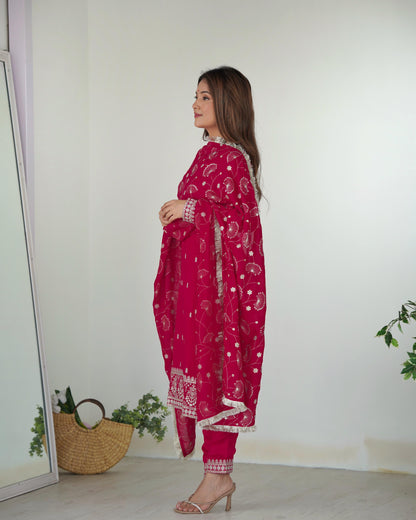 Silk Bloom: Dark Pink Kurta Set