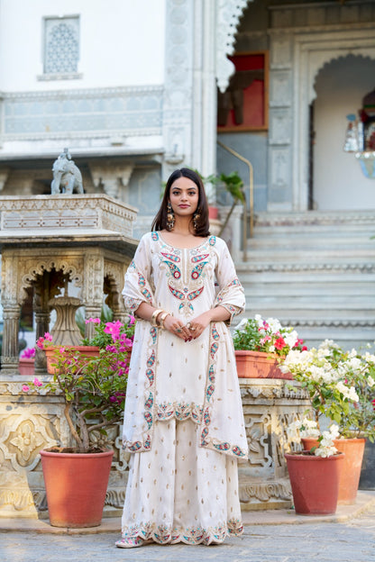 Rich Embroidered Kurti & Palazzo Set