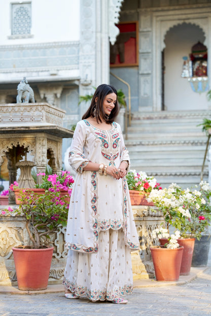 Rich Embroidered Kurti & Palazzo Set