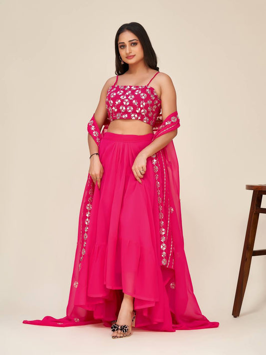 Hot Pink Classic Indo Western Dress