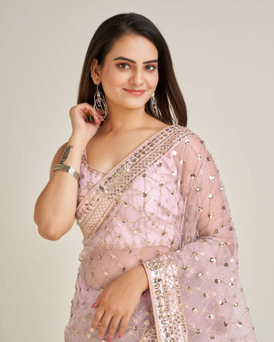 Blush Pink Elegance Saree