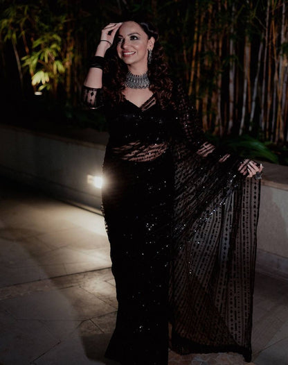 Black Glittering Saree