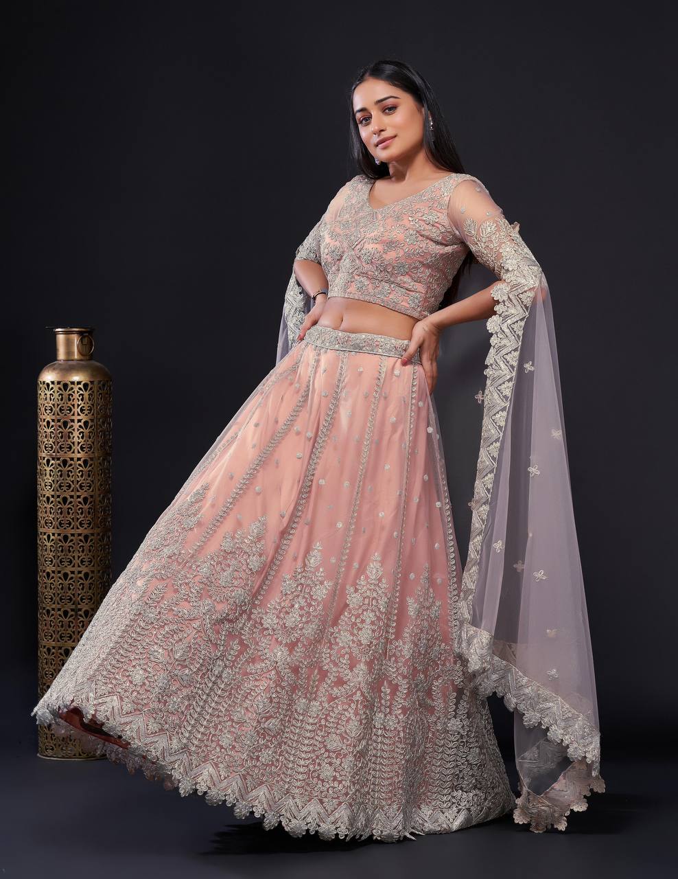 Gorgeous Pink Net Lehenga Set