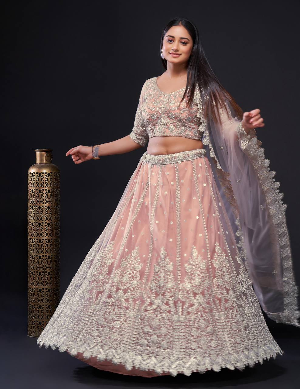 Gorgeous Pink Net Lehenga Set