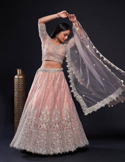 Gorgeous Pink Net Lehenga Set