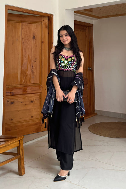 Stunning Black Kurti with Mirror Highlights