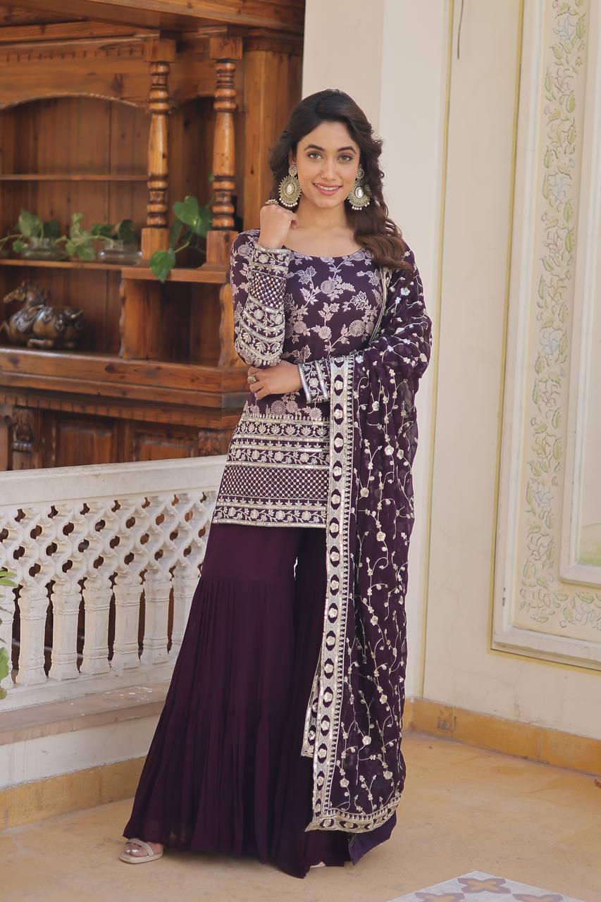 Embroidered Gharara Suit - Gracious You