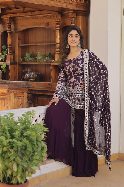 Embroidered Gharara Suit - Gracious You