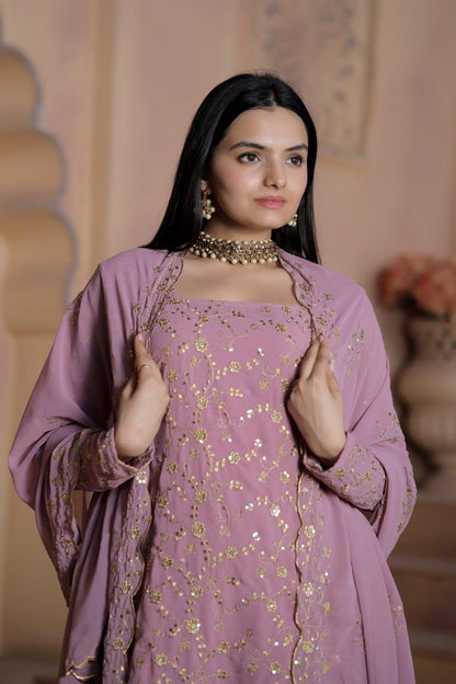 Lilac Embroidered Sharara Kurti - Gracious You