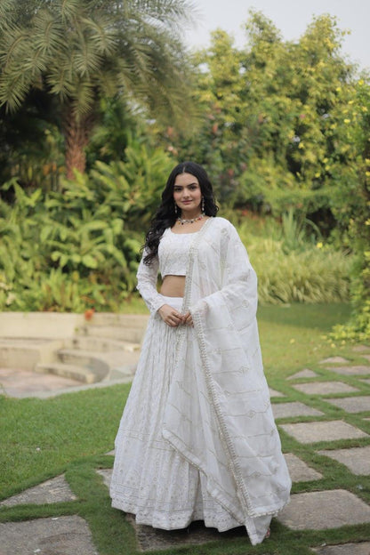 White Embroidered Lehenga Choli - Gracious You