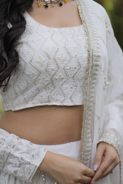 White Embroidered Lehenga Choli - Gracious You