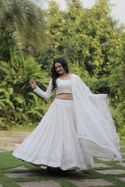 White Embroidered Lehenga Choli - Gracious You