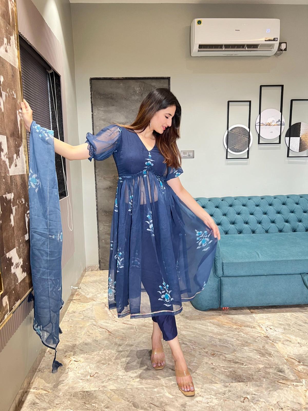 Blue floral Printed kurti - Gracious You