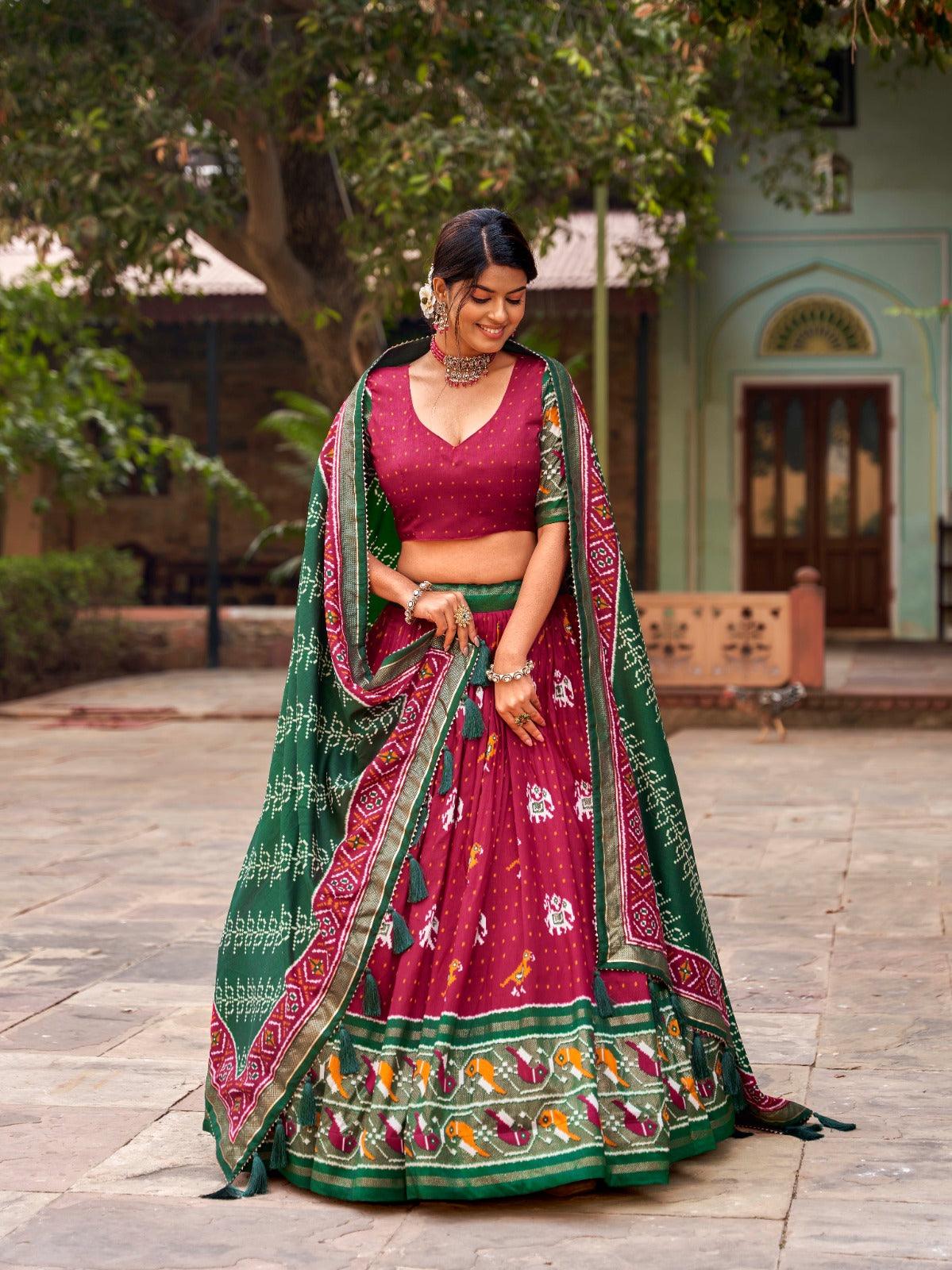 Ikkat Patola Tassel Silk Lehenga - Gracious You