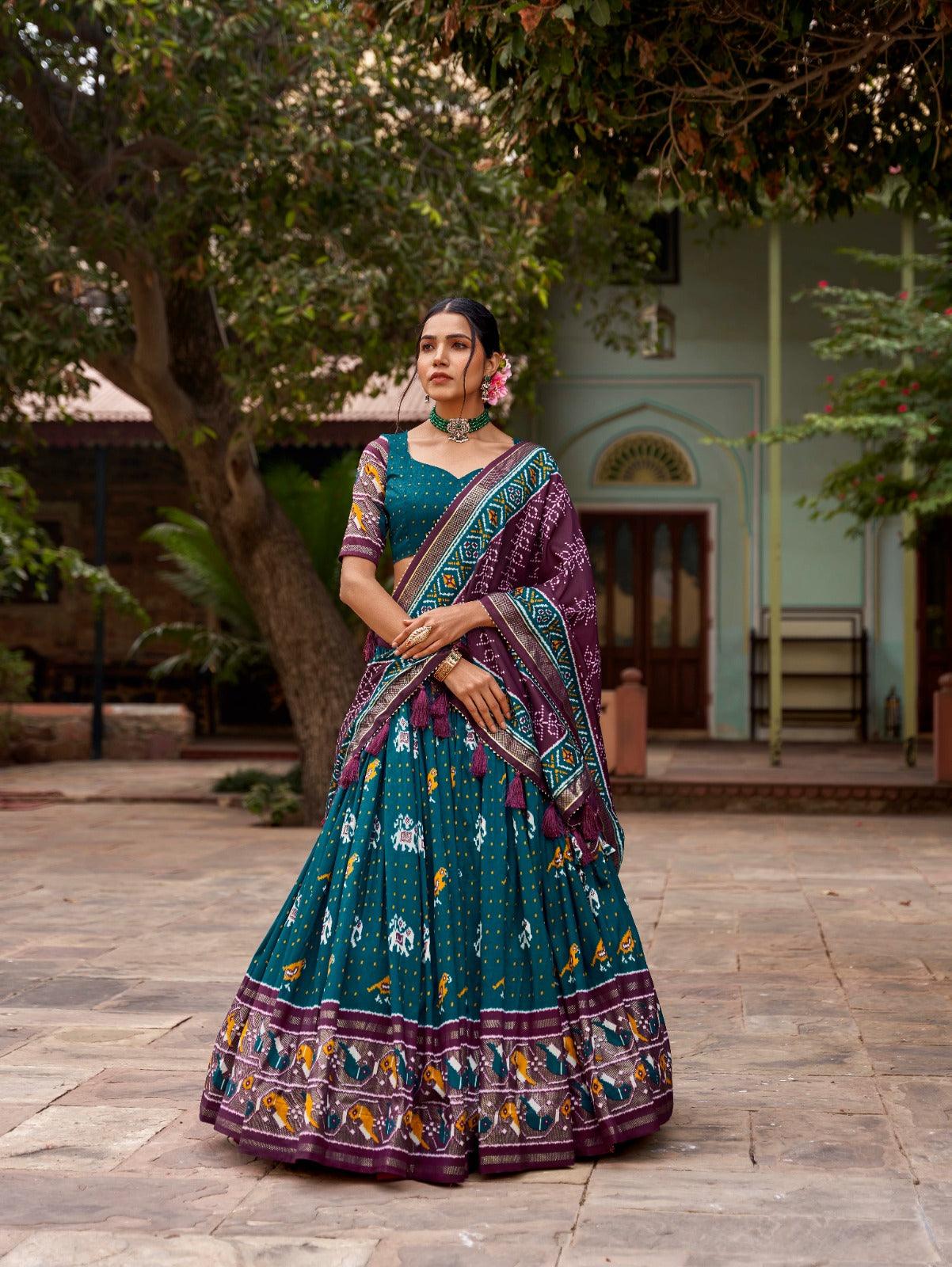 Ikkat Patola Tassel Silk Lehenga - Gracious You