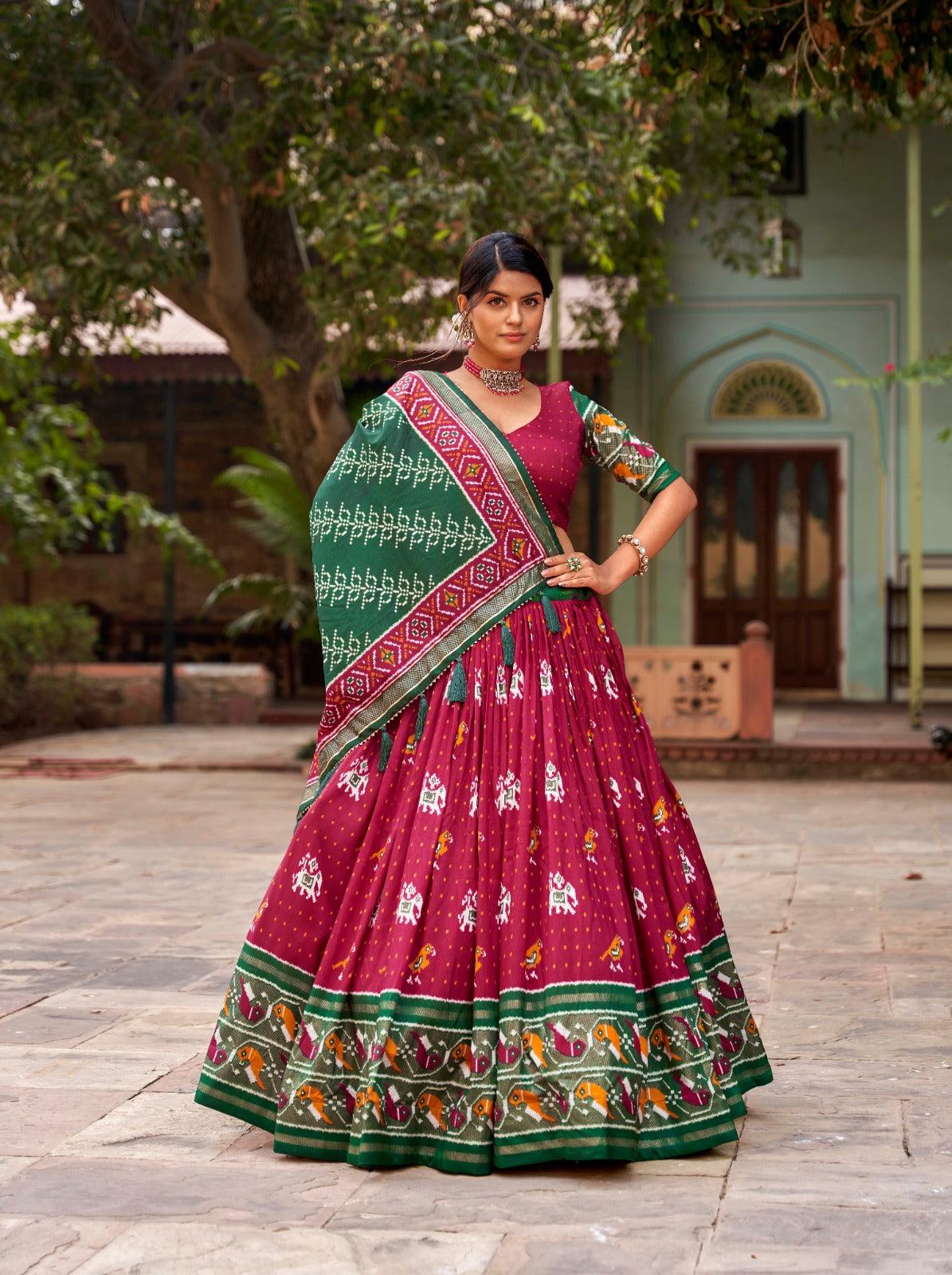 Ikkat Patola Tassel Silk Lehenga - Gracious You